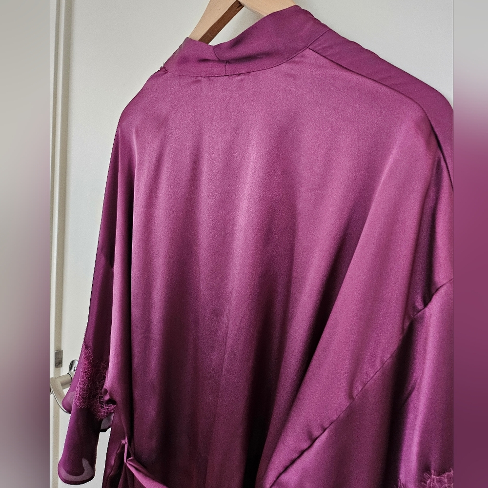Victoria's Secret Plum Satin Tie-Front Robe - Picture 7 of 10